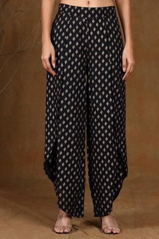 Juniper Women's Black Rayon Printed Tulip Dhoti Pant - Distacart