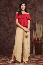 Thumbnail for Juniper Women's Gold Rayon Printed Tulip Dhoti Pant - Distacart