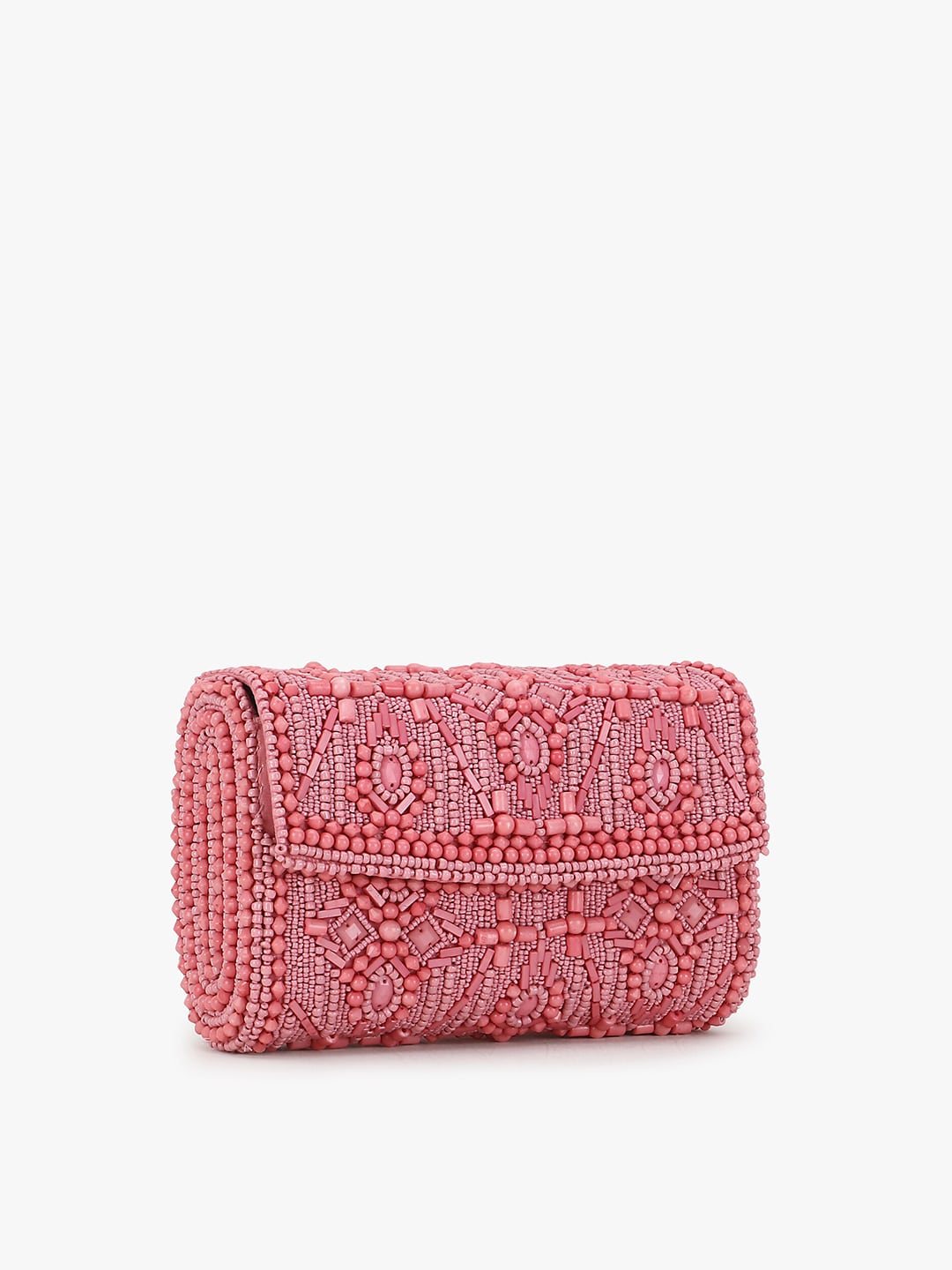Anekaant Pink Embellished Foldover Clutch - Distacart