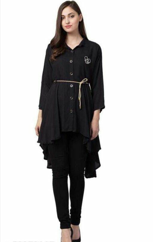 PAVONINE Black Color High-Low Midi For Girls - Distacart