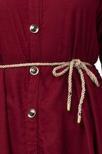 Thumbnail for PAVONINE Maroon Color High-Low Midi For Girls - Distacart