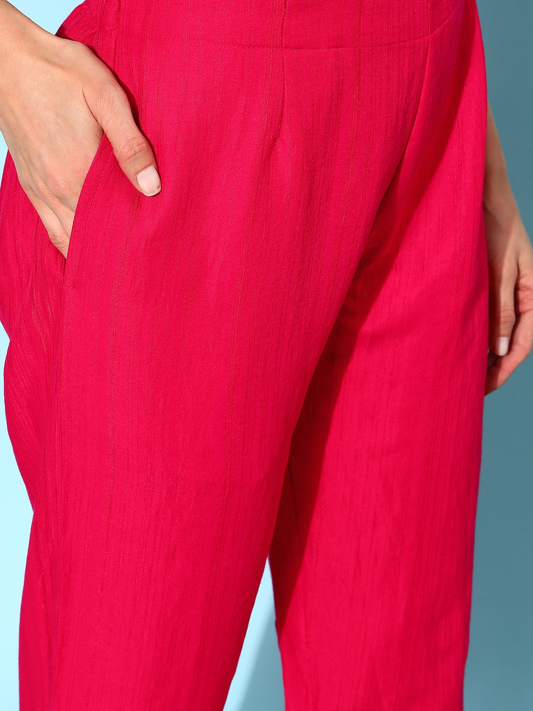 Sangria Ethnic Motifs Yoke Design Pleated Sequinned Kurta with Trousers & Dupatta - Distacart