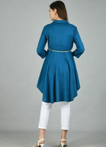 Thumbnail for PAVONINE Petrol Color High-Low Midi For Girls - Distacart