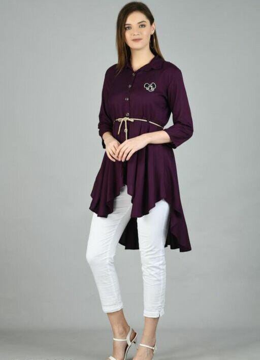PAVONINE Wine Color High-Low Midi For Girls - Distacart
