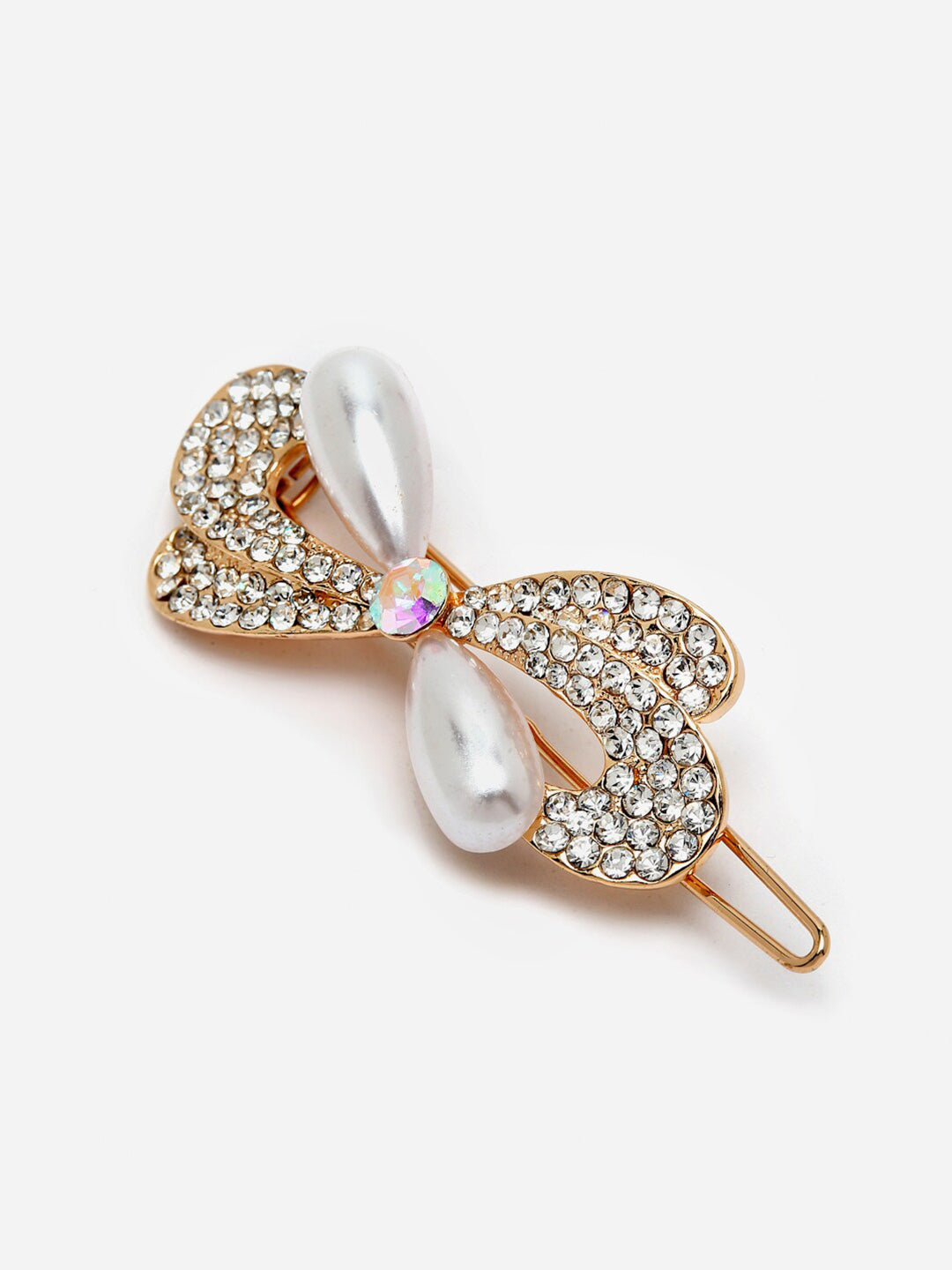 Panash Women Gold-Toned & White Embellished Bumpit Hair Pin - Distacart