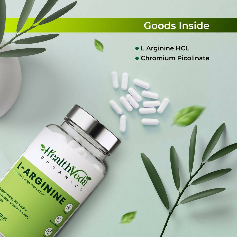 Health Veda Organics L Arginine Veg Capsules - Distacart
