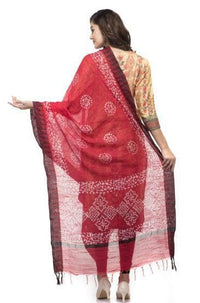 Thumbnail for A R Silk Women's Cotton Batik Print Red Regular Dupatta