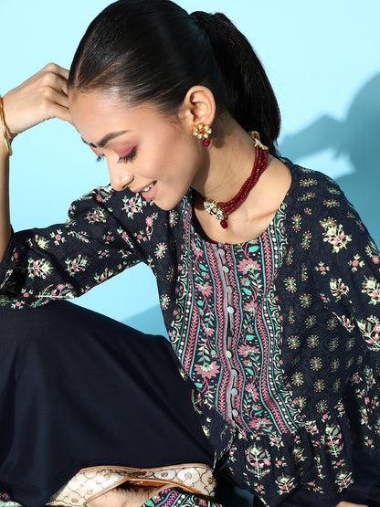 Juniper Womens Black Floral Printed Rayon Clothing Set - Distacart