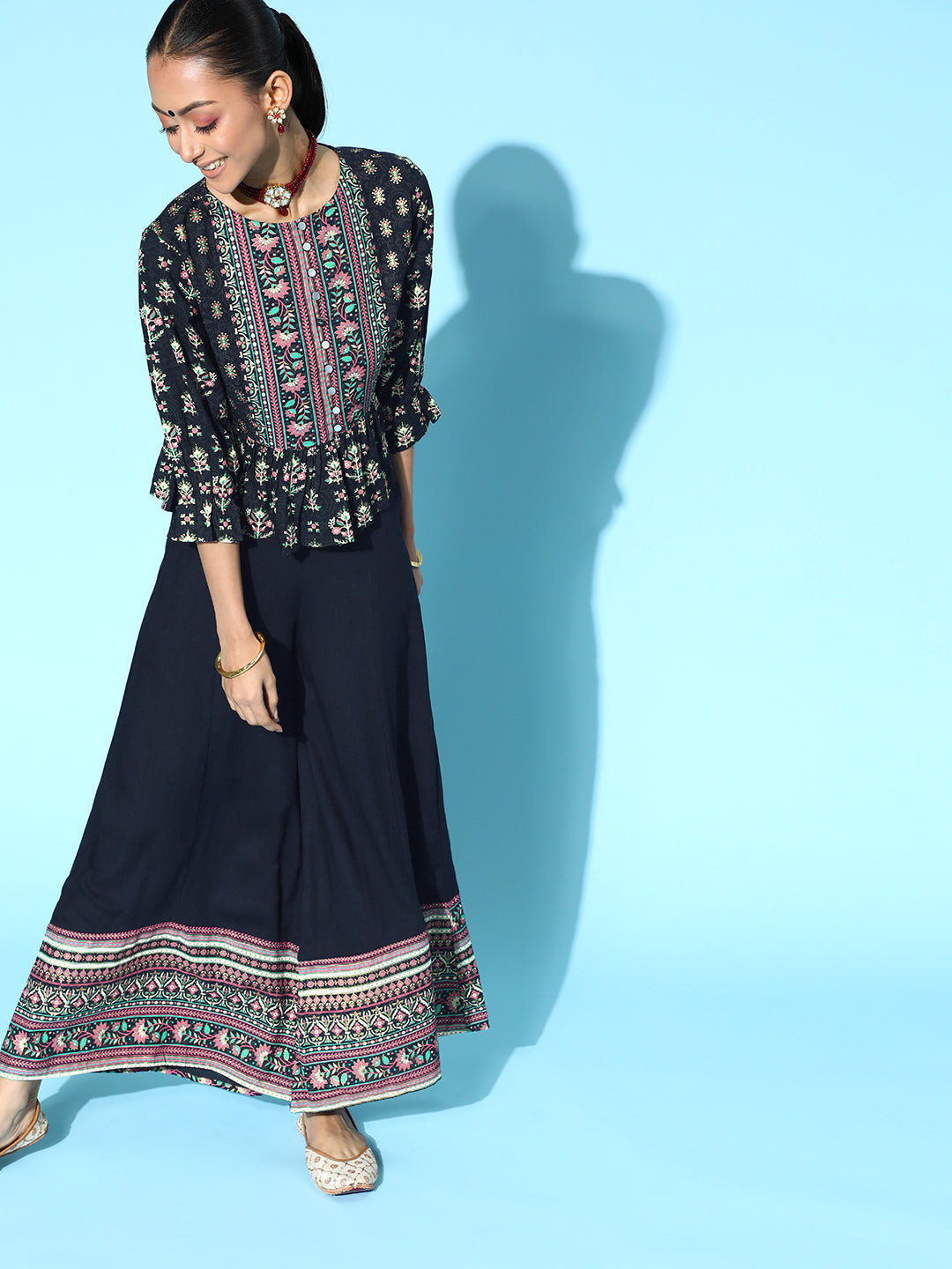 Juniper Womens Black Floral Printed Rayon Clothing Set - Distacart