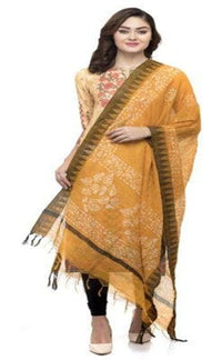 Thumbnail for A R Silk Women's Cotton Batik Print Musturd Regular Dupatta