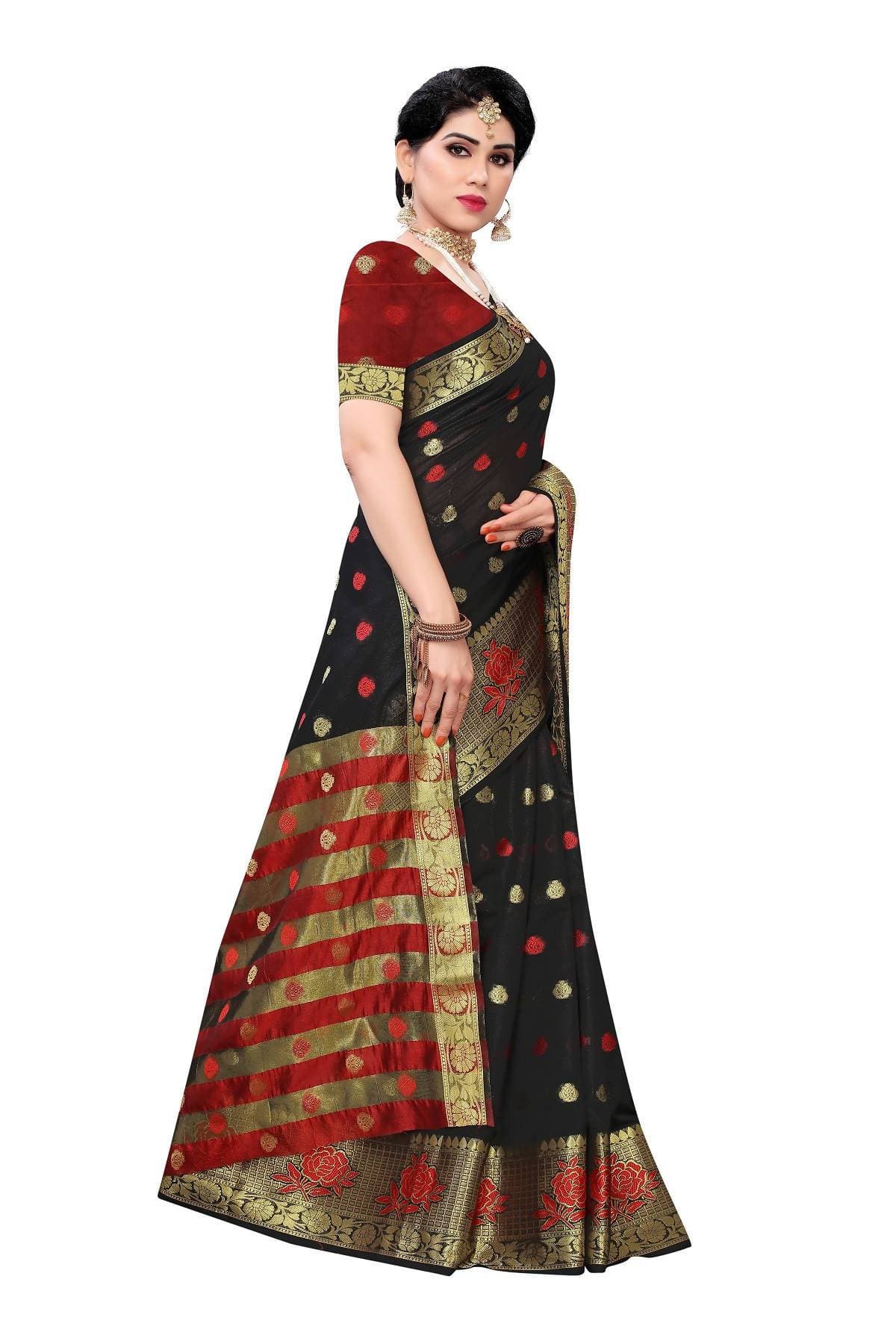 Vamika Banarasi Jaquard Black Weaving Saree