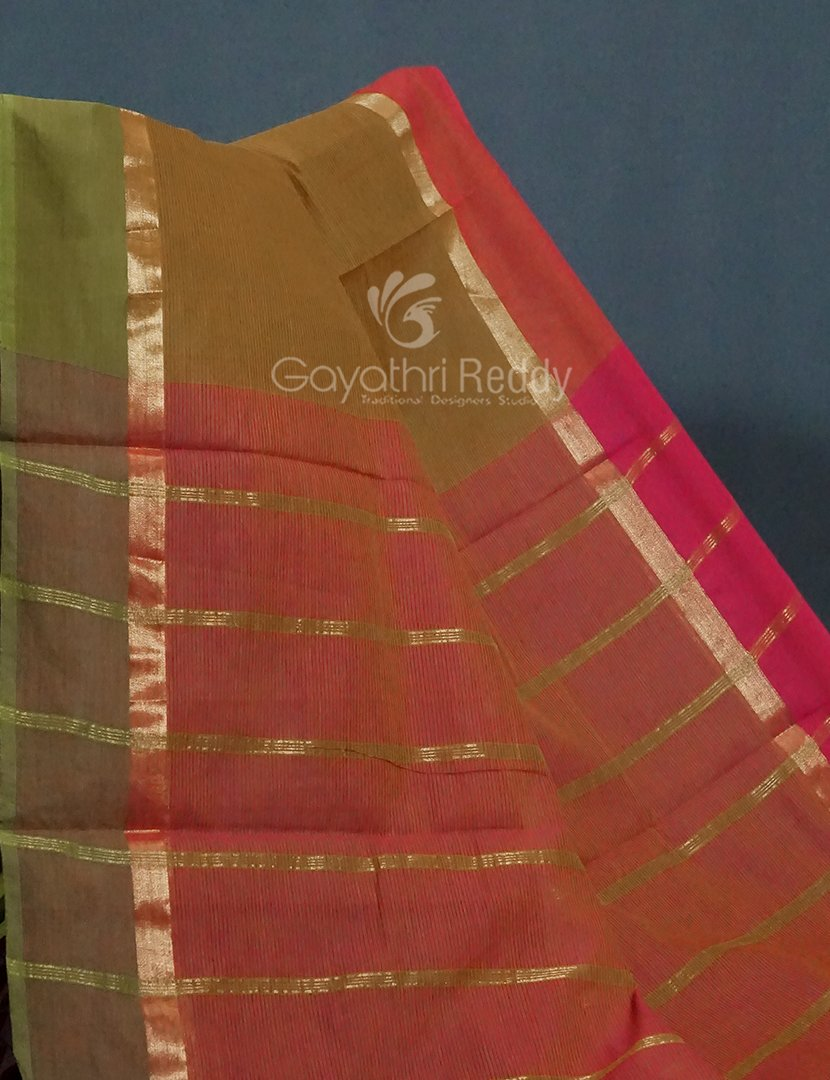 Dual Shades of Dry Mehendi Pure Mangalgiri Cotton By Gayathri Reddy Designer Studio - Distacart