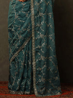 Thumbnail for Mitera Floral Embroidered Sequinned Organza Saree - Distacart