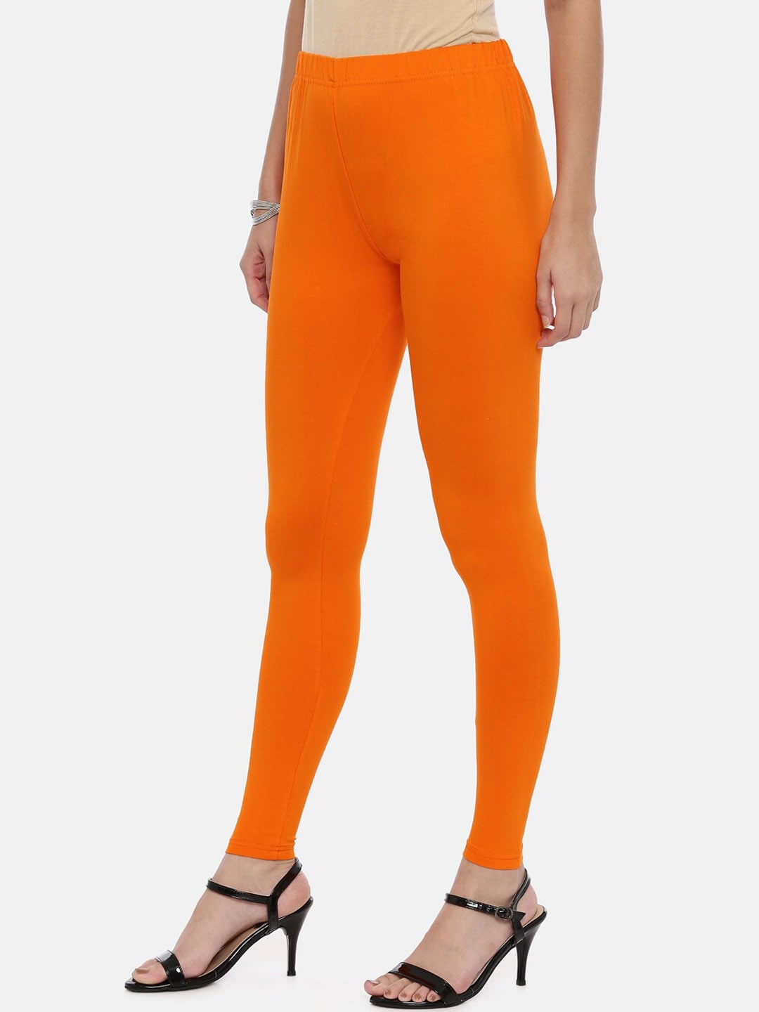 Souchii Orange Solid Slim-Fit Ankle-Length Leggings For Women - Distacart