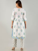 Thumbnail for Kalini Floral Printed Pleated Gotta Patti Kurta with Trousers - Distacart