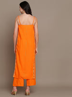 Thumbnail for HERE&NOW Striped Mirror Work High Slit Kurta with Palazzos - Distacart