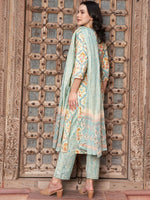 Thumbnail for Sangria Orange Floral Printed Cotton Straight Kurta with Trousers & Dupatta - Distacart