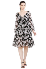 Thumbnail for PAVONINE Black Color Flower Notch Midi For Girls - Distacart