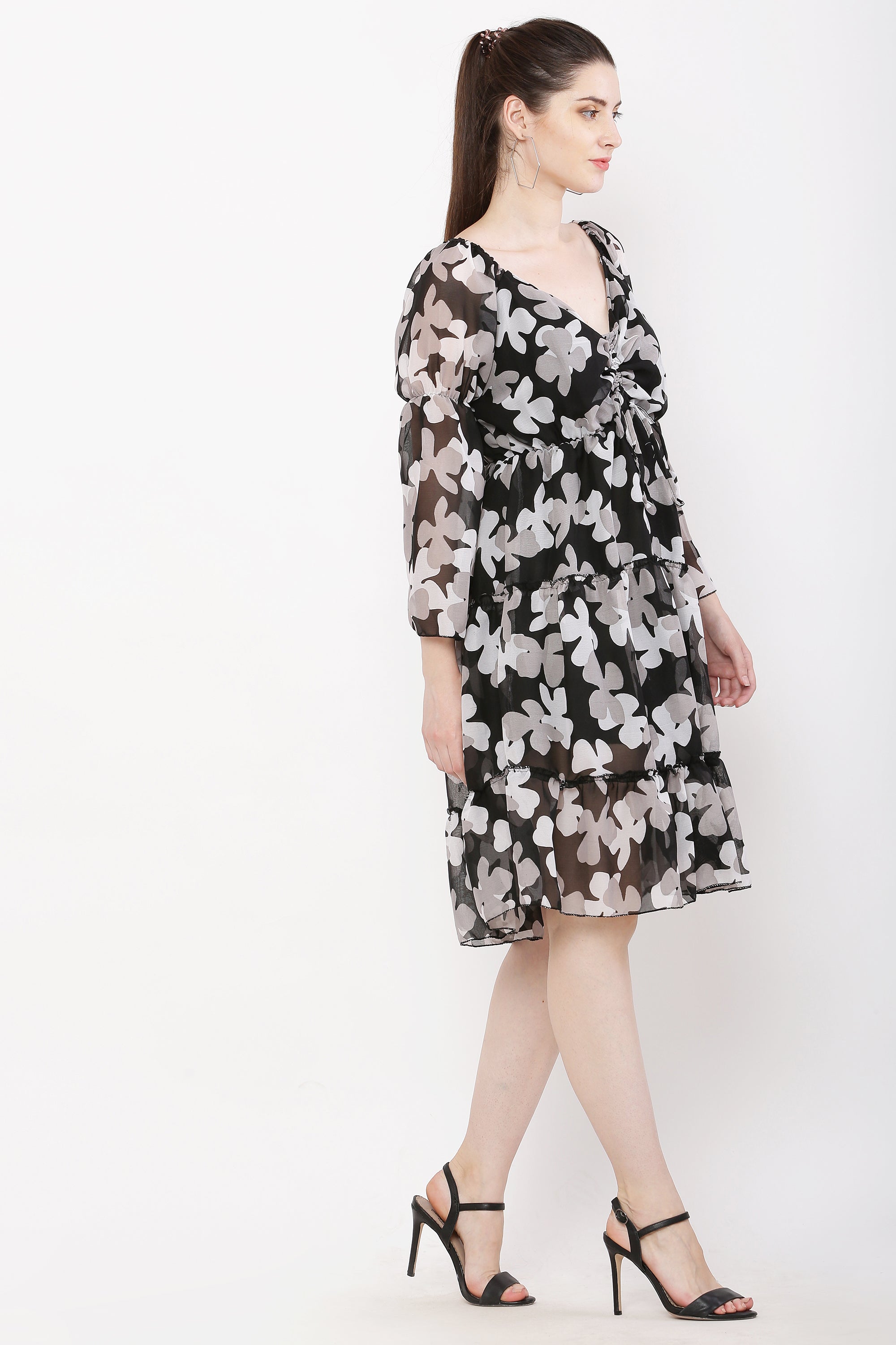 PAVONINE Black Color Flower Notch Midi For Girls - Distacart