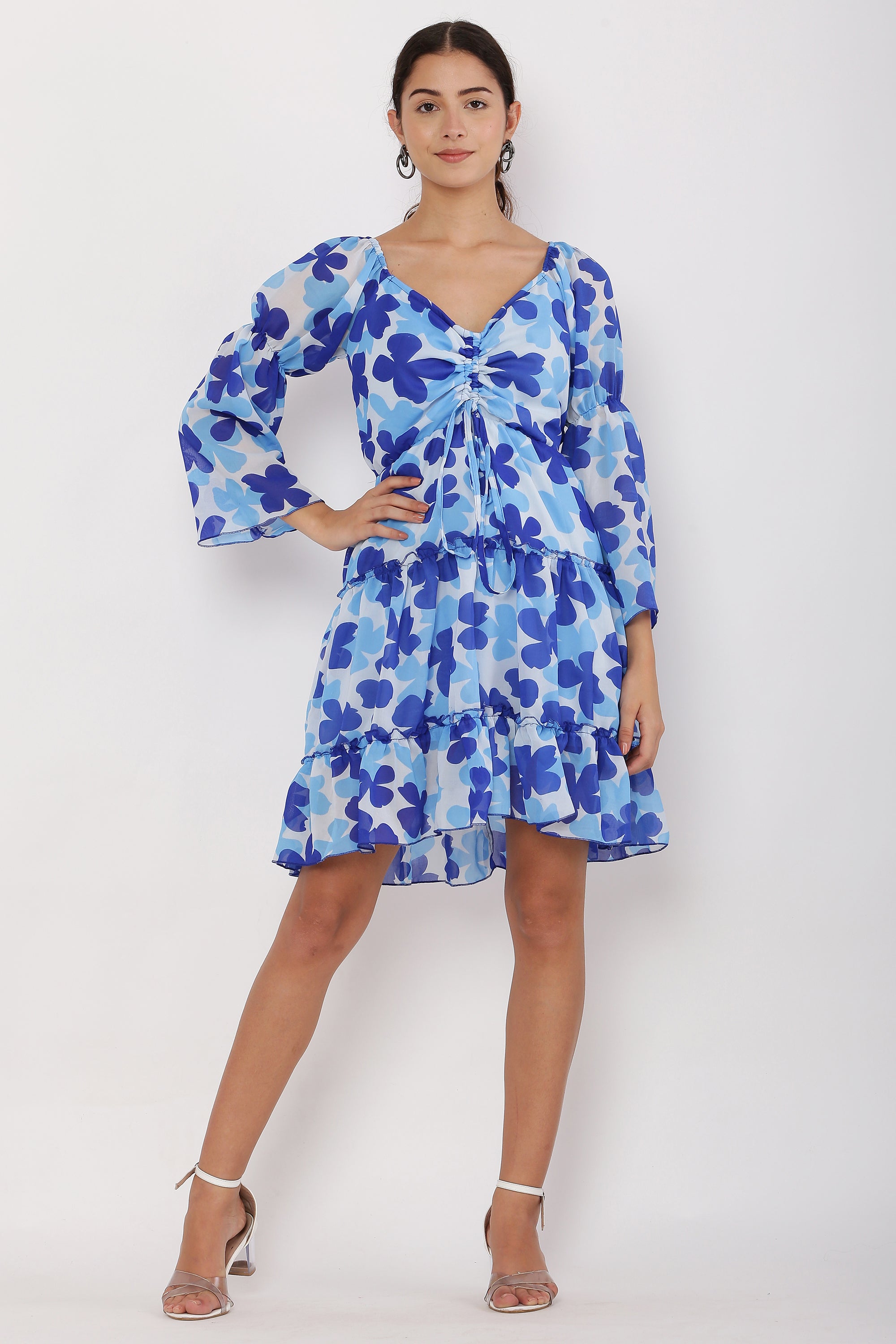 PAVONINE Blue Color Flower Notch Midi For Girls - Distacart