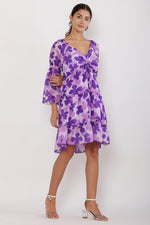 Thumbnail for PAVONINE Purple Color Flower Notch Midi For Girls - Distacart