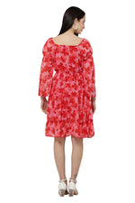 Thumbnail for PAVONINE Red Color Flower Notch Midi For Girls - Distacart