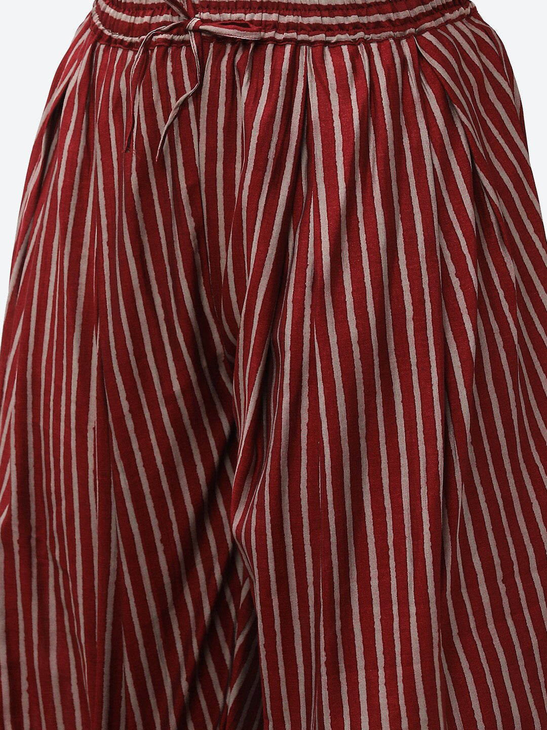 Biba Women Maroon Ethnic Motifs Printed Kurta with Trousers - Distacart