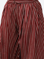 Thumbnail for Biba Women Maroon Ethnic Motifs Printed Kurta with Trousers - Distacart