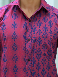 Thumbnail for NOZ2TOZ Men Spread Collar Floral Printed Casual Cotton Shirt - Pink - Distacart