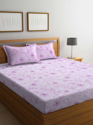 BOMBAY DYEING Pink Floral Cotton 120 TC King Bedsheet with 2 Pillow Covers - Distacart
