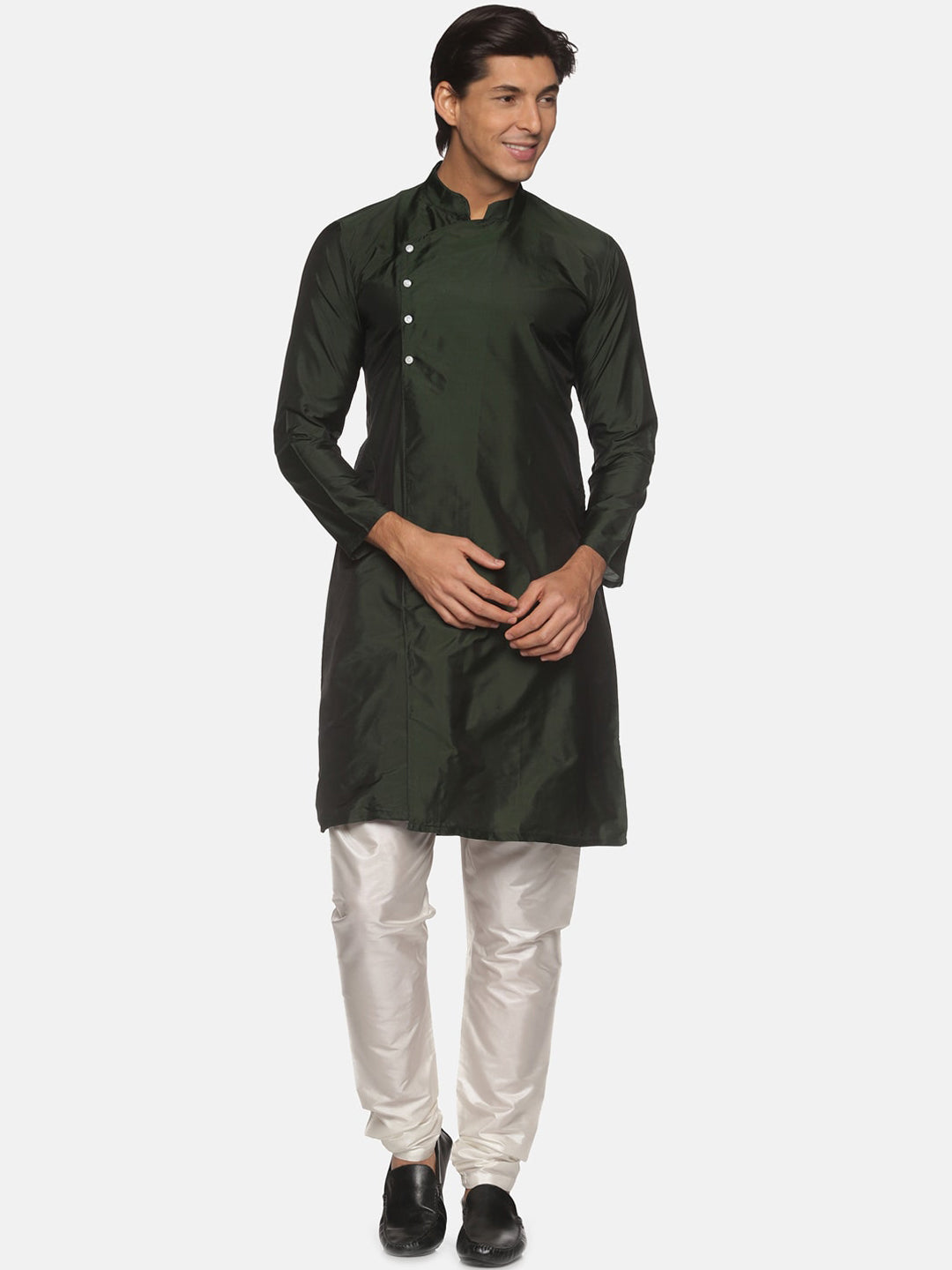 Sethukrishna Men Green Pleated Kurta with Churidar - Distacart