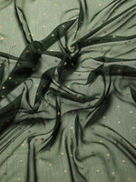 Thumbnail for Mitera Green & Gold-Toned Floral Zari Pure Chiffon Saree - Distacart