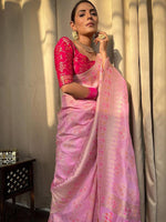 Thumbnail for Kalini Woven Design Zari Silk Blend Banarasi Saree - Distacart