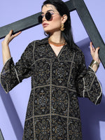 Thumbnail for Sangria Women Black New Neckline Kurta - Distacart
