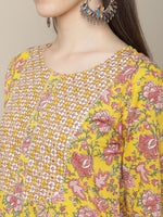 Thumbnail for Sangria Women Yellow Printed Gotta Patti Pure Cotton Kurta with Trousers & Dupatta - Distacart