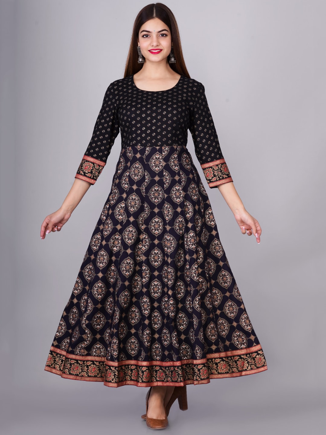 Kalini Women Black Ethnic Motifs Printed Anarkali Kurta - Distacart