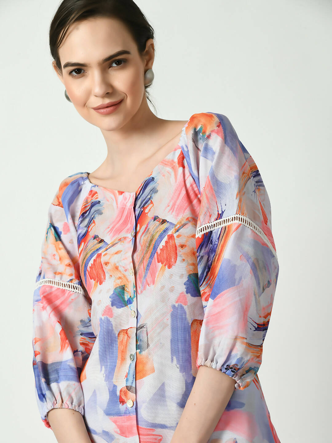 Myshka Women's Multi Abstract Printed A-Line Dress - Distacart