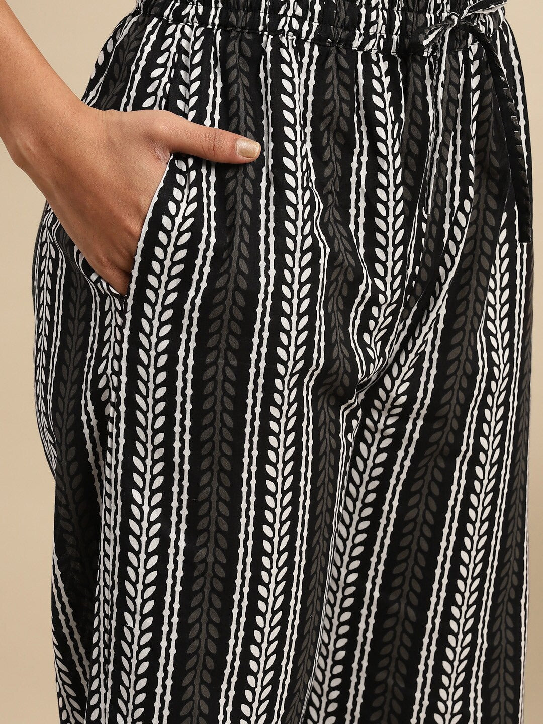 Sangria Black Ethnic Motifs Printed Pure-Cotton Straight Kurta With Trouser & Dupatta - Distacart