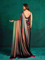 Thumbnail for Sangria Striped Digital Printed Satin Saree - Distacart
