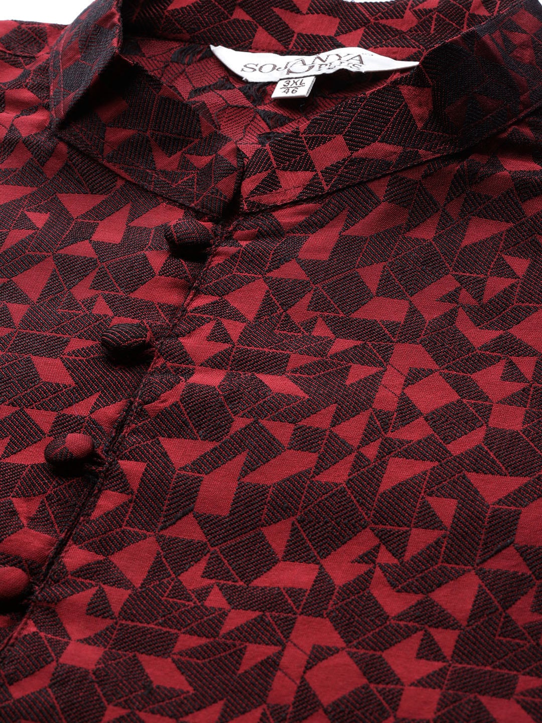 Sojanya Plus Men Plus Size Red & Black Woven Design Straight Kurta - Distacart
