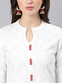 Thumbnail for Khushal K Women White Printed Kurta with Palazzos & With Dupatta - Distacart