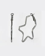 Thumbnail for VOJ Women Rhodium Tonned Star Shape Stainless Steel Hoop Earrings - Distacart