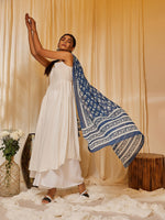 Thumbnail for InWeave Women's White Strappy Kurta Palazzo Set - Distacart