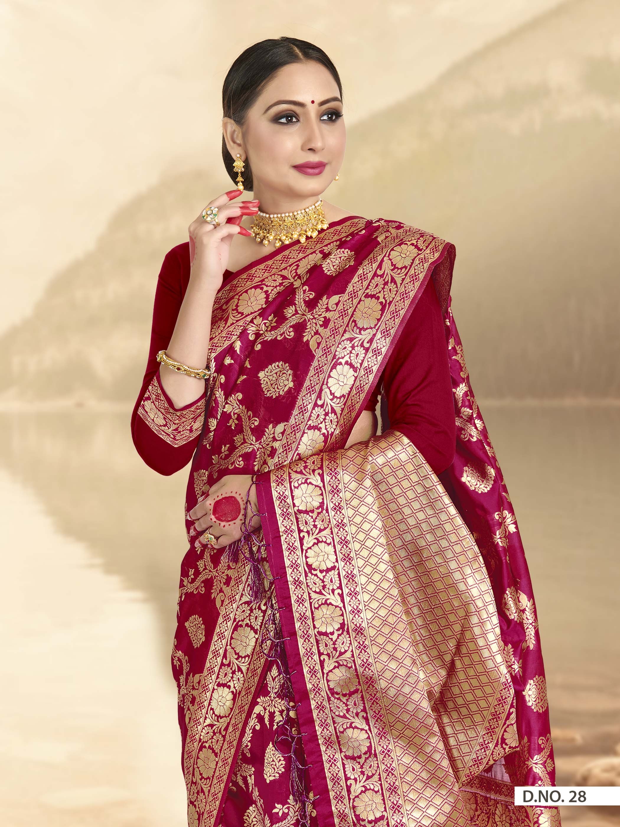 Vardha Ruby Pink Woven Banarasi Saree