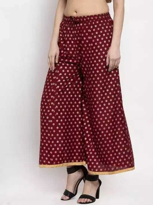 PAVONINE Maroon Color Rayon Fabric Sun Print Palazzo For Women - Distacart