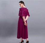 Thumbnail for PAVONINE Wine Color Crepe Fabric Embroidery Dress For Women - Distacart