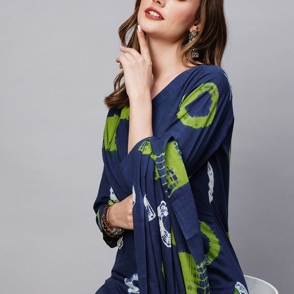 Kalini Bandhani Dyed Kurta with Trousers & Dupatta - Distacart