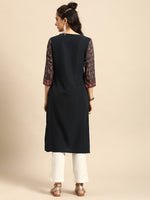 Thumbnail for Sangria Women Black Ethnic Motifs Printed Kurta - Distacart