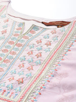 Thumbnail for Sangria Women Pink Floral Embroidered Kurta - Distacart