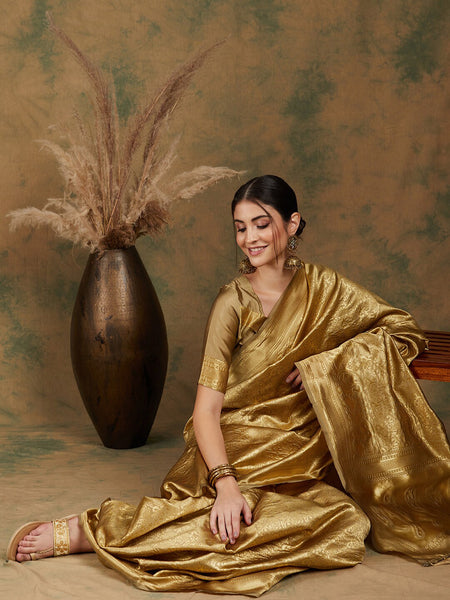 Sangria Ethnic Motif Woven-Design Banarasi Saree - Distacart